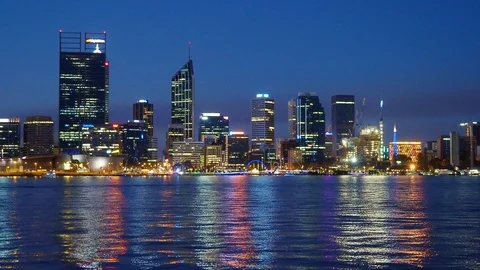 Dusk at Perth City Stock Footage 89441527