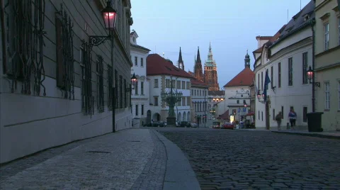 Dusk in Prague lane Stock Footage 485679