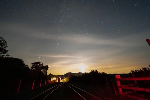 Dusk by Railway light Stock Photos