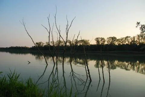 Dusk at River Stock Photos