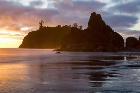 Dusk at Ruby Beach in the Olympic National Park Foto stock