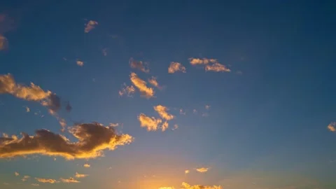 Dusk Sky timelapse. Moving clouds and sunset. Clouds float through the evening Stock Footage 318693876