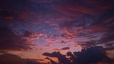 Dusk Sky timelapse. Moving clouds and sunset. Clouds float through the evening Stock Footage 320870002