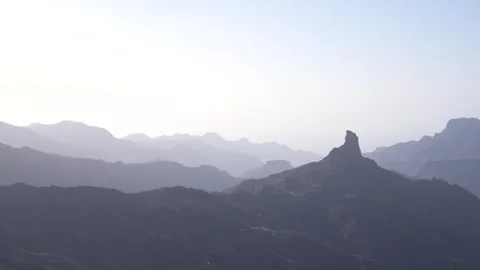 Dusk Soft Light Roque Bentayga Landscape Sunset Nature Abstract Shapes Envi.. Stock Footage 314417937