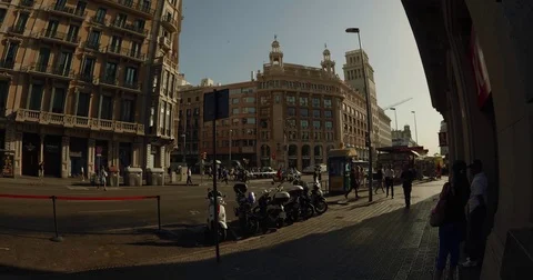 Dusk street  Madrid Video stock 77255463
