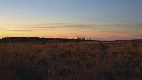 Dusk sunset empty yellow fields Kiger Mustang Viewing Area near Diamond Stock Footage 81660152