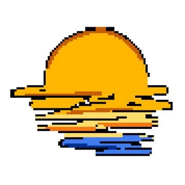 Dusk sunset pixel art vector illustration Stock Illustration