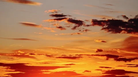 Dusk, Sunset Sky Clouds in the Evening with colorful Orange sunlight and Stock Footage 287957503