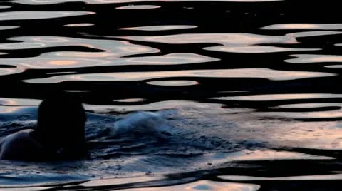 Dusk swimming Stock Footage 12566746