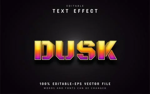 Dusk text effect Stock Illustration