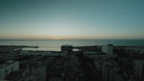Dusk time laps of Sea of Straw Lisbon spring morning Stock Footage 239238098