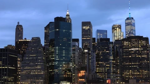 Dusk timelapse of Lower Manhattan 4K Stock Footage 116050116