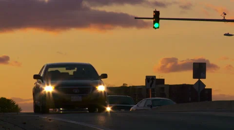 Dusk Traffic Medium Shot Stock Footage 32481829