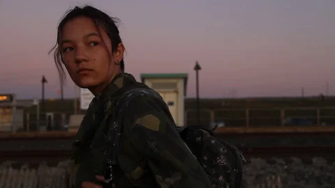 Dusk by train station Stock Footage 123142786