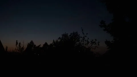 Dusk Trees With Dark Orange Sky Fading Into Night Video stock 306615554