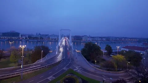 Dusk View of a Bridge with City Reflections Stock Footage 303904456