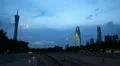 Dusk View of Guangzhou Skyline Landmarks with Liede Bridge Canton Tower in China HD Footage