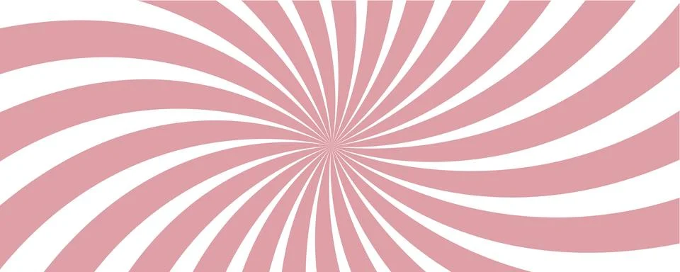 Dusky rose and white spiral sunburst, curved radial rays background, muted .. Stock Illustration
