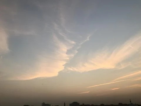 The dusky weather in the sky with clouds Stock Photos