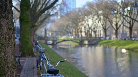 Dusseldorf canal pan Stock Footage 71097978