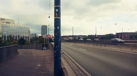 Düsseldorf Downtown Bridge Stock Footage 56134710