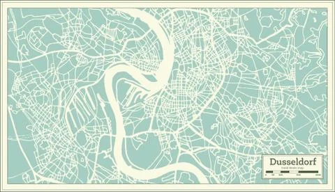 Dusseldorf Germany City Map in Retro Style. Stock Illustration