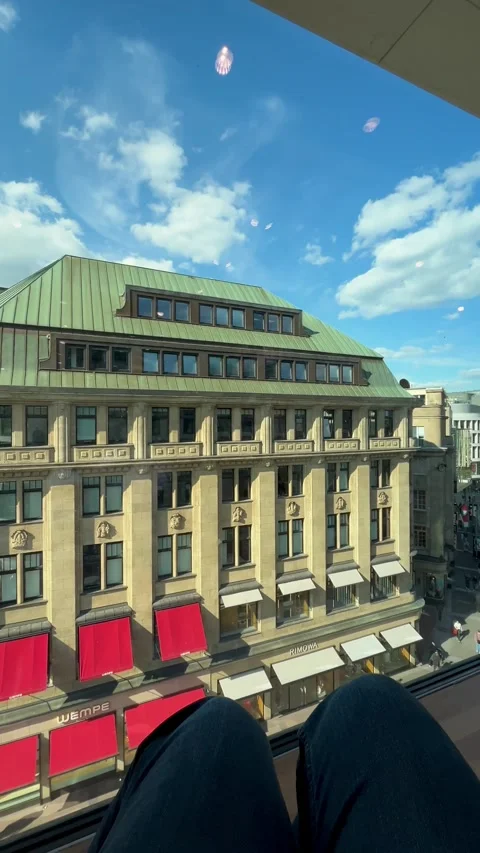 Düsseldorf, Germany, May 19, 2025: Cityscape from the library window Stock Footage 309566732