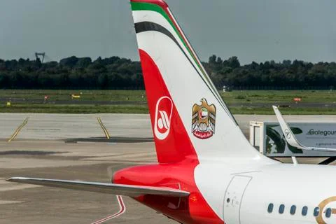 DUSSELDORF, GERMANY SEPTEMBER 03, 2017: Airbus A320 Air Berlin at the airport Stock Photos