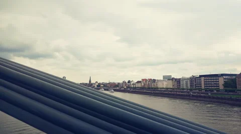 Düsseldorf Rhine River Video stock 56117363