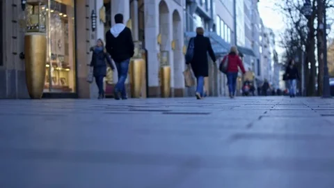 Dusseldorf shopping lowangle Stock Footage 71098442