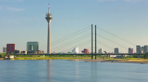 Dusseldorf in a summer evening Stock Footage 54603896