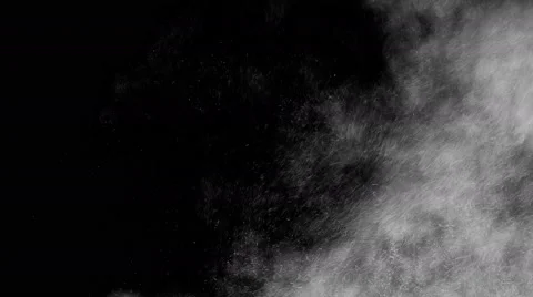 Dust and ash explosion in front of black background, close up, 4k Stock Footage 68350105