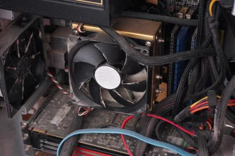 Dust and dirt inside of computer Stock Photos