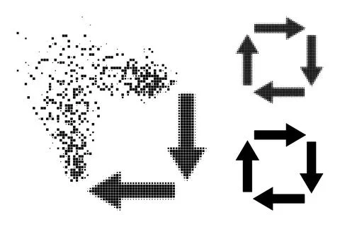 Dust and Halftone Dot Circulation Arrows Icon 스톡 일러스트