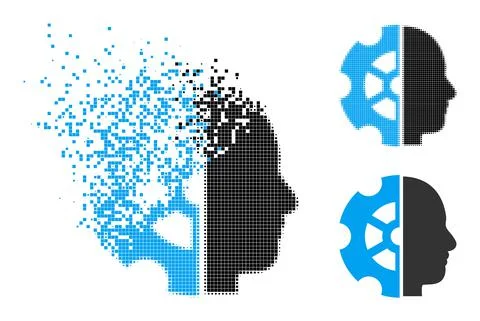 Dust and Halftone Pixel Intellect Glyph 스톡 일러스트