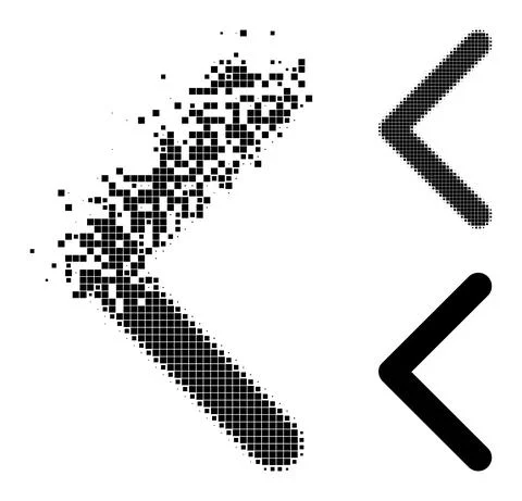 Dust and Halftone Pixelated Direction Left Icon Illustrazione stock