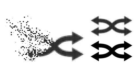Dust and Halftone Pixelated Shuffle Arrows Horizontal Glyph Illustrazione stock