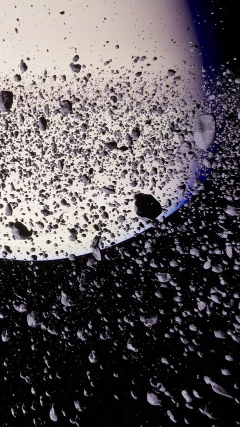 Dust and particles circling a planet in the vastness of space Stock Footage 339043229