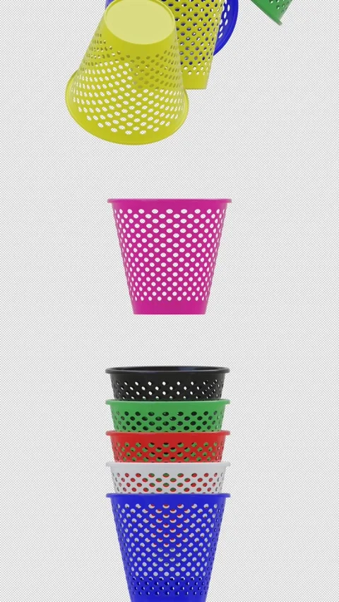Dust Bin Trash Can Basket Portrait Animation Curtain Transition Alpha Channel Stock Footage 269491495