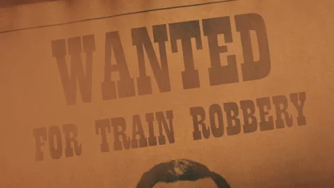 Dust Blow Over Robbery Wanted Poster Stock Footage 334449412