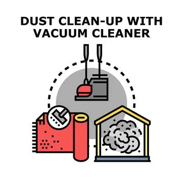 Dust clean up vacuum cleaner concept Illustrazione stock
