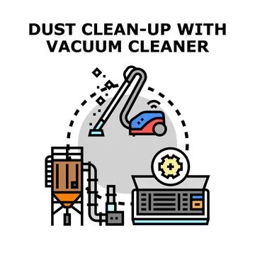 Dust clean up with vacuum cleaner concept Stock Illustration