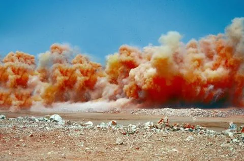 Dust clouds after the blast Stock Photos