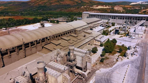 Dust collection units on cement processing buildings Stock Footage 340079325