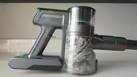 The dust container of vacuum cleaner filled with dust. Видео 322044290