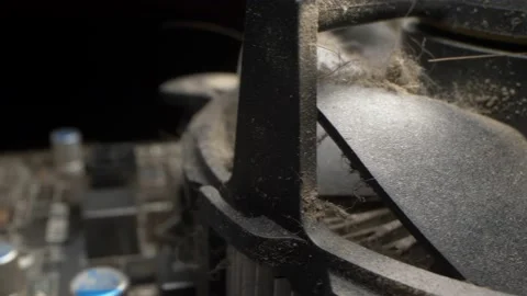 Dust on the cooling system of the processing unit of the computer closeup Stock Footage 132320768