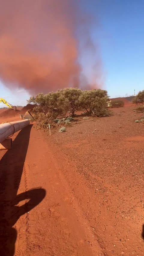 Dust Devil Blows Through Mine Site In Western Australia, Western Australia, Aust Stock Footage 330081234