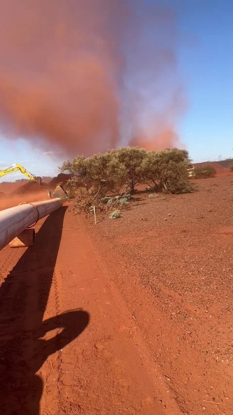 Dust Devil Blows Through Mine Site In Western Australia, Western Australia, Aust Stock Footage 333133469