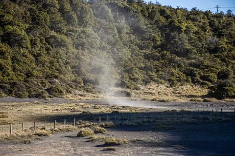 Dust Devil on inactive volcanic crater	 Stock Photos