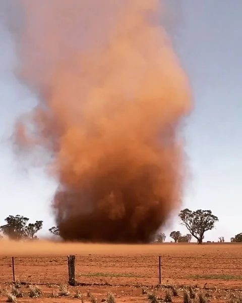 Dust Devil Rips Through Desert, Cooks Myalls, New South Wales, Australia - 22 Ja Stock Footage 205195024